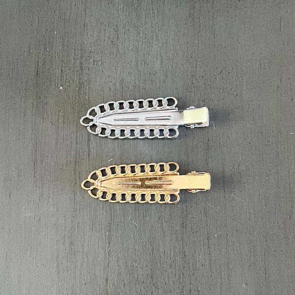 Gold & Silver Chain Dent-Free Creaseless Prep Alligator Clip Two 2 Piece Set